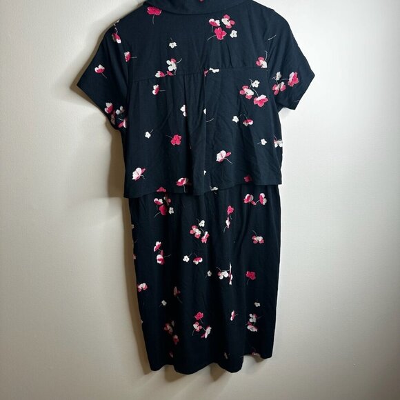 J Jill Dress Womens Size S Black Dark Floral Button Up Short Sleeve‎ Pockets - Picture 7 of 10
